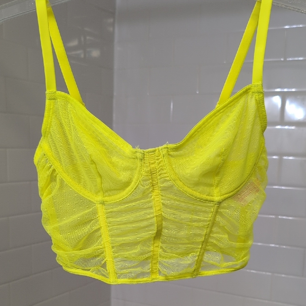 Neon Yellow Mesh Bralette